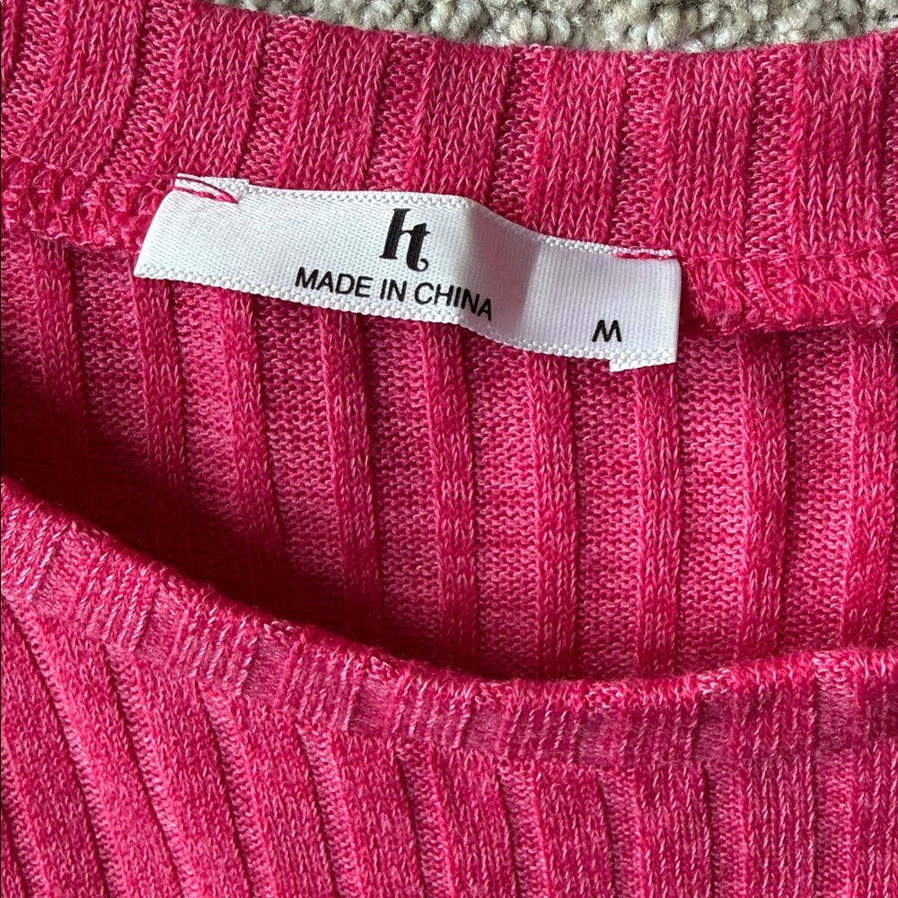 Pink Ribbed Long Sleeve Top - Picture 2 of 2